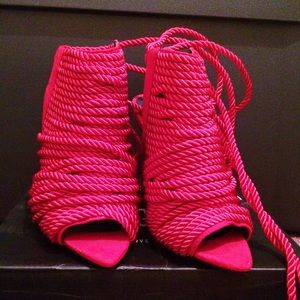 Missguidede Peep Toe Rope Heels